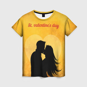 Женская футболка 3D с принтом St. valentines day в Тюмени, 100% полиэфир ( синтетическое хлопкоподобное полотно) | прямой крой, круглый вырез горловины, длина до линии бедер | 14 февраля | love | the 14th of february | valentine | день влюбленных | любовь | пара | святой валентин