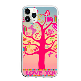 Чехол для iPhone 11 Pro матовый с принтом Дерево любви признание в Тюмени, Силикон |  | бабочки | дерево | деревце | любовь | признание | розовый | романтика | сердечки | цветочки