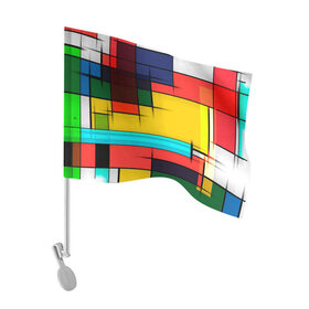 Флаг для автомобиля с принтом абстрактные фигуры цвета в Тюмени, 100% полиэстер | Размер: 30*21 см | абстракция | геометрия | краски | кубизм | линии | под все | прямоугольники | современное искусство | текстуры | тренды | фигуры | цвета | яркий