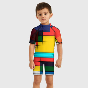 Детский купальный костюм 3D с принтом абстрактные фигуры цвета в Тюмени, Полиэстер 85%, Спандекс 15% | застежка на молнии на спине | абстракция | геометрия | краски | кубизм | линии | под все | прямоугольники | современное искусство | текстуры | тренды | фигуры | цвета | яркий