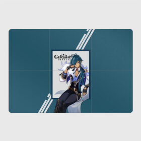 Магнитный плакат 3Х2 с принтом Кэйа - Genshin Impact в Тюмени, Полимерный материал с магнитным слоем | 6 деталей размером 9*9 см | genshin impact | геншин | игра | игровой | кавайный | крио | кэйа | кэйа олберич | манга | персонаж | подарок | синий