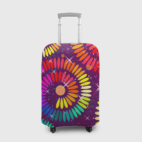 Чехол для чемодана 3D с принтом Радужные спирали в Тюмени, 86% полиэфир, 14% спандекс | двустороннее нанесение принта, прорези для ручек и колес | арт | завитушка | радуга | радужные спирали | спираль | творец | творчество | цветик семицветик | ярко
