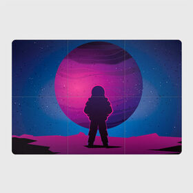 Магнитный плакат 3Х2 с принтом космонавт на лиловой планете в Тюмени, Полимерный материал с магнитным слоем | 6 деталей размером 9*9 см | арт | астрономия | другие миры | земля | космонавт | космос | лиловый | луна | небо | планета | путешествия | силуэт | синий | скафандр | фантастика | фиолетовый | фэнтези