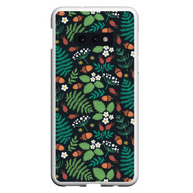 Чехол для Samsung S10E с принтом Лесные листочки цветочки в Тюмени, Силикон | Область печати: задняя сторона чехла, без боковых панелей | для дачника | для туриста | лесные | летние | летняя | с летним принтом | с листочками | с цветочками