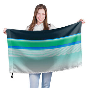 Флаг 3D с принтом Sea color в Тюмени, 100% полиэстер | плотность ткани — 95 г/м2, размер — 67 х 109 см. Принт наносится с одной стороны | green | line | lines | sea | sea color | wave | зеленый | море | морской цвет
