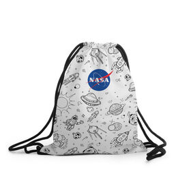 Рюкзак-мешок 3D с принтом NASA в Тюмени, 100% полиэстер | плотность ткани — 200 г/м2, размер — 35 х 45 см; лямки — толстые шнурки, застежка на шнуровке, без карманов и подкладки | administration | aeronautics | nasa | national | space | детская | тrdnasa