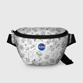 Поясная сумка 3D с принтом NASA в Тюмени, 100% полиэстер | плотная ткань, ремень с регулируемой длиной, внутри несколько карманов для мелочей, основное отделение и карман с обратной стороны сумки застегиваются на молнию | administration | aeronautics | nasa | national | space | детская | тrdnasa