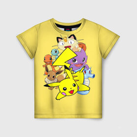 Детская футболка 3D с принтом Pokemon-Pikachu в Тюмени, 100% гипоаллергенный полиэфир | прямой крой, круглый вырез горловины, длина до линии бедер, чуть спущенное плечо, ткань немного тянется | pikachu | pikapika | pokemon | аниме | мяут | пикачу | покемоны