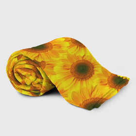 Плед 3D с принтом Принт подсолнухи желтый в Тюмени, 100% полиэстер | закругленные углы, все края обработаны. Ткань не мнется и не растягивается | желтый | лето | подсолнухи | солнце | цветение | цветы