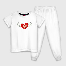 Детская пижама хлопок с принтом Крылья Любви в Тюмени, 100% хлопок |  брюки и футболка прямого кроя, без карманов, на брюках мягкая резинка на поясе и по низу штанин
 | Тематика изображения на принте: 14 февраля | bear | cute | february 14 | heart | love | valentines day | ангелы | девушке | день влюбленных | день святого валентина | крылья | любовь | медвежонок | мило | милота | мишка | мишки | пара | парню | подарок