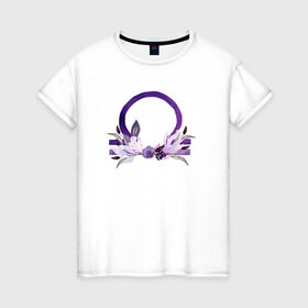Женская футболка хлопок с принтом Весы в Тюмени, 100% хлопок | прямой крой, круглый вырез горловины, длина до линии бедер, слегка спущенное плечо | астрология | знаки зодиака | зодиак | созвездие | фиолетовый | цикл