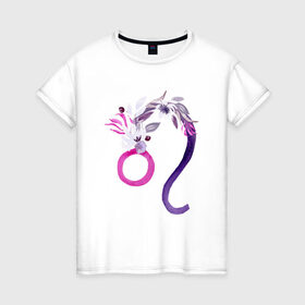 Женская футболка хлопок с принтом Лев в Тюмени, 100% хлопок | прямой крой, круглый вырез горловины, длина до линии бедер, слегка спущенное плечо | астрология | знаки зодиака | зодиак | созвездие | фиолетовый | цикл