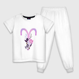 Детская пижама хлопок с принтом Овен в Тюмени, 100% хлопок |  брюки и футболка прямого кроя, без карманов, на брюках мягкая резинка на поясе и по низу штанин
 | Тематика изображения на принте: астрология | знаки зодиака | зодиак | созвездие | фиолетовый | цикл