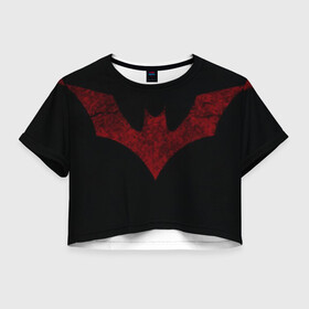 Женская футболка Crop-top 3D с принтом красный бетман в Тюмени, 100% полиэстер | круглая горловина, длина футболки до линии талии, рукава с отворотами | batman beyond | бетман | бетман будущего | летуячая мышь | мышь