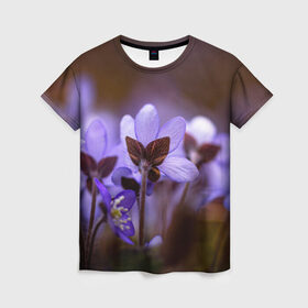 Женская футболка 3D с принтом хрупкий цветок фиалка в Тюмени, 100% полиэфир ( синтетическое хлопкоподобное полотно) | прямой крой, круглый вырез горловины, длина до линии бедер | flowers | весна | лиловый | макро | нежный | природа | рост | свежесть | сиреневый | фиолетовый | хрупкий | цветик | цветок | цветочек | цветы