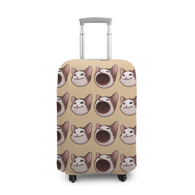 Чехол для чемодана 3D с принтом поп кэт в Тюмени, 86% полиэфир, 14% спандекс | двустороннее нанесение принта, прорези для ручек и колес | popping cat | кот | мем