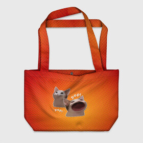 Пляжная сумка 3D с принтом Cat Pop (Мем) в Тюмени, 100% полиэстер | застегивается на металлическую кнопку; внутренний карман застегивается на молнию. Стенки укреплены специальным мягким материалом, чтобы защитить содержимое от несильных ударов
 | art | cat | mem | meme | memes | music | pop | retro | style | арт | буп | кот | котенок | котик | котэ | мем | мемы | музыка | ретро