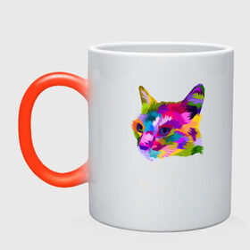 Кружка хамелеон с принтом Pop Cat в Тюмени, керамика | меняет цвет при нагревании, емкость 330 мл | art | cat | colorful | mem | meme | memes | music | pop | rainbow | retro | style | арт | буп | кот | котенок | котик | котэ | краски | красочный | мем | мемы | музыка | ретро