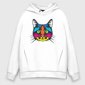 Мужское худи Oversize хлопок с принтом Pop Cat в Тюмени, френч-терри — 70% хлопок, 30% полиэстер. Мягкий теплый начес внутри —100% хлопок | боковые карманы, эластичные манжеты и нижняя кромка, капюшон на магнитной кнопке | art | cat | colorful | mem | meme | memes | music | pop | rainbow | retro | style | арт | буп | кот | котенок | котик | котэ | краски | красочный | мем | мемы | музыка | ретро