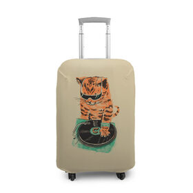 Чехол для чемодана 3D с принтом Cat DJ в Тюмени, 86% полиэфир, 14% спандекс | двустороннее нанесение принта, прорези для ручек и колес | Тематика изображения на принте: art | cat | dj | goer | musician | party | pop | singer | арт | буп | диджей | кот | кошка | музыкант | певец | поп | тусовщик