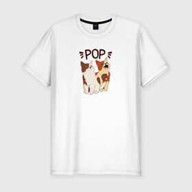 Мужская футболка хлопок Slim с принтом Pop Cat в Тюмени, 92% хлопок, 8% лайкра | приталенный силуэт, круглый вырез ворота, длина до линии бедра, короткий рукав | art | cat | dj | goer | musician | party | pop | singer | арт | буп | диджей | кот | кошка | музыкант | певец | поп | тусовщик