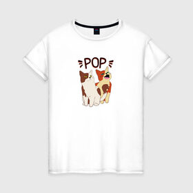 Женская футболка хлопок с принтом Pop Cat в Тюмени, 100% хлопок | прямой крой, круглый вырез горловины, длина до линии бедер, слегка спущенное плечо | art | cat | dj | goer | musician | party | pop | singer | арт | буп | диджей | кот | кошка | музыкант | певец | поп | тусовщик