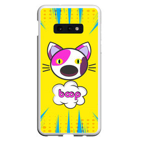 Чехол для Samsung S10E с принтом PoP CaT BooP в Тюмени, Силикон | Область печати: задняя сторона чехла, без боковых панелей | Тематика изображения на принте: boom | meme | pop art | popping | бум | буп кот | котик | мем | поп арт | ретро | стиль