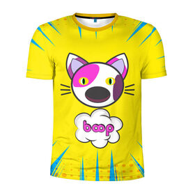 Мужская футболка 3D спортивная с принтом PoP CaT BooP в Тюмени, 100% полиэстер с улучшенными характеристиками | приталенный силуэт, круглая горловина, широкие плечи, сужается к линии бедра | boom | meme | pop art | popping | бум | буп кот | котик | мем | поп арт | ретро | стиль