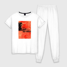 Женская пижама хлопок с принтом Красный лес в Тюмени, 100% хлопок | брюки и футболка прямого кроя, без карманов, на брюках мягкая резинка на поясе и по низу штанин | gta | los santos | san andreas | абстракция | лес | складки