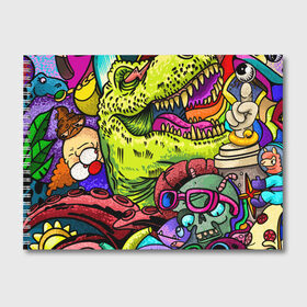 Альбом для рисования с принтом Тираннозавр в Тюмени, 100% бумага
 | матовая бумага, плотность 200 мг. | Тематика изображения на принте: динозавры | инопланетянин | космос | монстры | существа | тираннозавр | череп