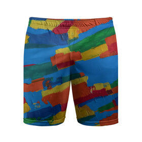 Мужские шорты спортивные с принтом Разноцветная абстракция в Тюмени,  |  | абстракция | картина | масло | полосы | холст | цвет | яркость