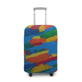 Чехол для чемодана 3D с принтом Разноцветная абстракция в Тюмени, 86% полиэфир, 14% спандекс | двустороннее нанесение принта, прорези для ручек и колес | абстракция | картина | масло | полосы | холст | цвет | яркость