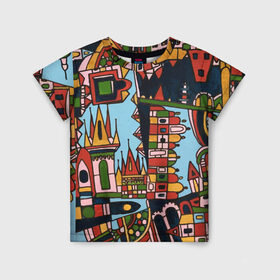 Детская футболка 3D с принтом Сказочная Прага в Тюмени, 100% гипоаллергенный полиэфир | прямой крой, круглый вырез горловины, длина до линии бедер, чуть спущенное плечо, ткань немного тянется | Тематика изображения на принте: город | графика | прага | рисунки | сказка