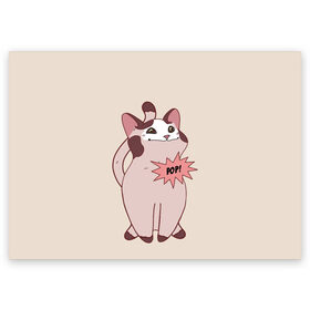 Поздравительная открытка с принтом Pop Cat в Тюмени, 100% бумага | плотность бумаги 280 г/м2, матовая, на обратной стороне линовка и место для марки
 | Тематика изображения на принте: baby | cat meme | kitty | meme | meow | pop cat | буп | взгляд кота | голова кота | детям | животные | звери | киска | кот мем | коты | котята | кошак | кошка | малыш | мемы | мультяшный | мяу | питомец | приколы | пушистый