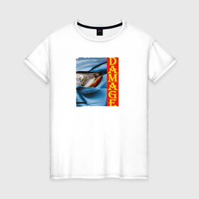 Женская футболка хлопок с принтом Разбитая машина Toyota Altezza в Тюмени, 100% хлопок | прямой крой, круглый вырез горловины, длина до линии бедер, слегка спущенное плечо | lexus is | toyota altezza | голубая машина | повреждение | разбитая машина
