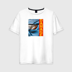 Женская футболка хлопок Oversize с принтом Разбитая машина Toyota Altezza в Тюмени, 100% хлопок | свободный крой, круглый ворот, спущенный рукав, длина до линии бедер
 | lexus is | toyota altezza | голубая машина | повреждение | разбитая машина