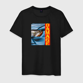 Мужская футболка хлопок с принтом Разбитая машина Toyota Altezza в Тюмени, 100% хлопок | прямой крой, круглый вырез горловины, длина до линии бедер, слегка спущенное плечо. | lexus is | toyota altezza | голубая машина | повреждение | разбитая машина