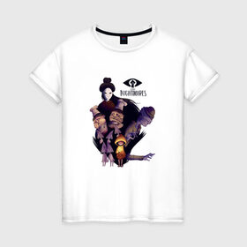 Женская футболка хлопок с принтом Little Nightmares 2 в Тюмени, 100% хлопок | прямой крой, круглый вырез горловины, длина до линии бедер, слегка спущенное плечо | little nightmares | night | моно | номы | учительница