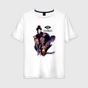 Женская футболка хлопок Oversize с принтом Little Nightmares 2 в Тюмени, 100% хлопок | свободный крой, круглый ворот, спущенный рукав, длина до линии бедер
 | little nightmares | night | моно | номы | учительница