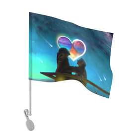 Флаг для автомобиля с принтом Ваня Дмитриенко Венера-Юпитер в Тюмени, 100% полиэстер | Размер: 30*21 см | венера юпитер | день всех влюбленных | дмитриенко | сердечко
