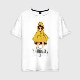 Женская футболка хлопок Oversize с принтом Little Nightmares 2 в Тюмени, 100% хлопок | свободный крой, круглый ворот, спущенный рукав, длина до линии бедер
 | little nightmares | игра | страшилка | страшная игра | ужас | хоррор