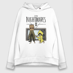 Женское худи Oversize хлопок с принтом Little Nightmares 2 в Тюмени, френч-терри — 70% хлопок, 30% полиэстер. Мягкий теплый начес внутри —100% хлопок | боковые карманы, эластичные манжеты и нижняя кромка, капюшон на магнитной кнопке | little nightmares | игра | страшилка | страшная игра | ужас | хоррор