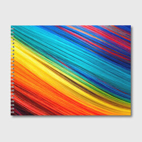 Альбом для рисования с принтом цветной мех диагональ в Тюмени, 100% бумага
 | матовая бумага, плотность 200 мг. | Тематика изображения на принте: волокна | геометрия | диагональ | краски | мех | полоски | полосы | радуга | текстура | цвета | яркий