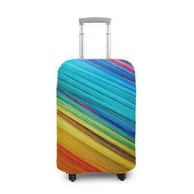 Чехол для чемодана 3D с принтом цветной мех диагональ в Тюмени, 86% полиэфир, 14% спандекс | двустороннее нанесение принта, прорези для ручек и колес | волокна | геометрия | диагональ | краски | мех | полоски | полосы | радуга | текстура | цвета | яркий