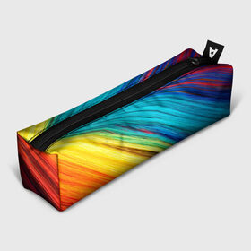 Пенал 3D с принтом цветной мех диагональ в Тюмени, 100% полиэстер | плотная ткань, застежка на молнии | Тематика изображения на принте: волокна | геометрия | диагональ | краски | мех | полоски | полосы | радуга | текстура | цвета | яркий