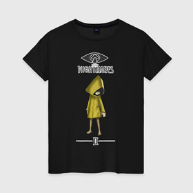 Женская футболка хлопок с принтом Little Nightmares в Тюмени, 100% хлопок | прямой крой, круглый вырез горловины, длина до линии бедер, слегка спущенное плечо | littlenightmares | игра | монстры | хоррор | шестая