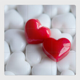 Магнитный плакат 3Х3 с принтом два сердца пара в Тюмени, Полимерный материал с магнитным слоем | 9 деталей размером 9*9 см | Тематика изображения на принте: вдвоем | взаимность | вместе | два сердца | любовь | мы | нашлись | пара | сердечки | сердца