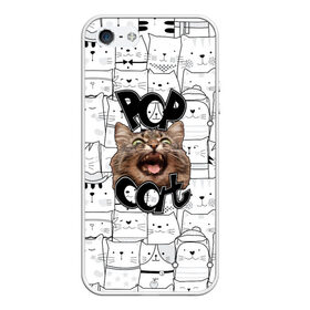 Чехол для iPhone 5/5S матовый с принтом Pop Cat в Тюмени, Силикон | Область печати: задняя сторона чехла, без боковых панелей | pop cat | wide mouthed popping cat | арты | буп | мемы