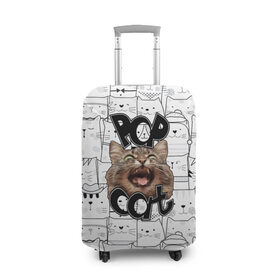 Чехол для чемодана 3D с принтом Pop Cat в Тюмени, 86% полиэфир, 14% спандекс | двустороннее нанесение принта, прорези для ручек и колес | pop cat | wide mouthed popping cat | арты | буп | мемы