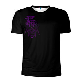 Мужская футболка 3D спортивная с принтом Фиолетовая Япония в Тюмени, 100% полиэстер с улучшенными характеристиками | приталенный силуэт, круглая горловина, широкие плечи, сужается к линии бедра | ворота | графика | демоны | они | самурай | скетч | тории | фиолетовый | хання | ханья | япония